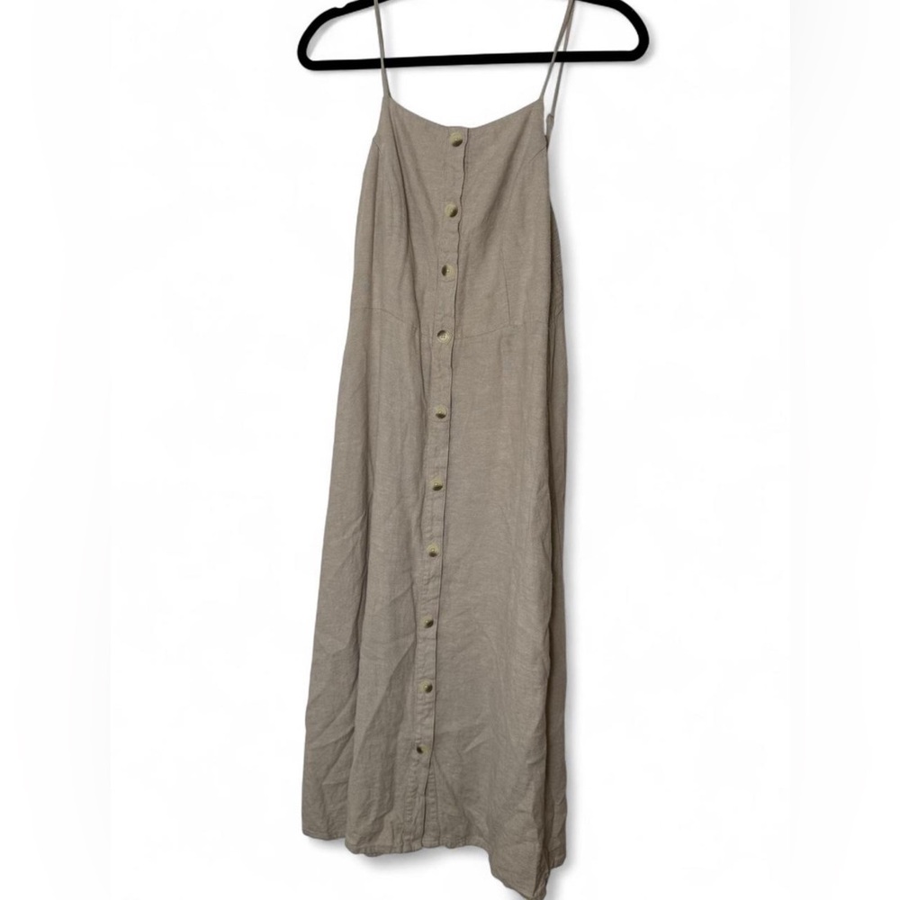 Old Navy Linen Tan Spaghetti Strap Midi Dress